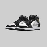 Nike Air Jordan 1 Mid Shoes Black Patent Silver